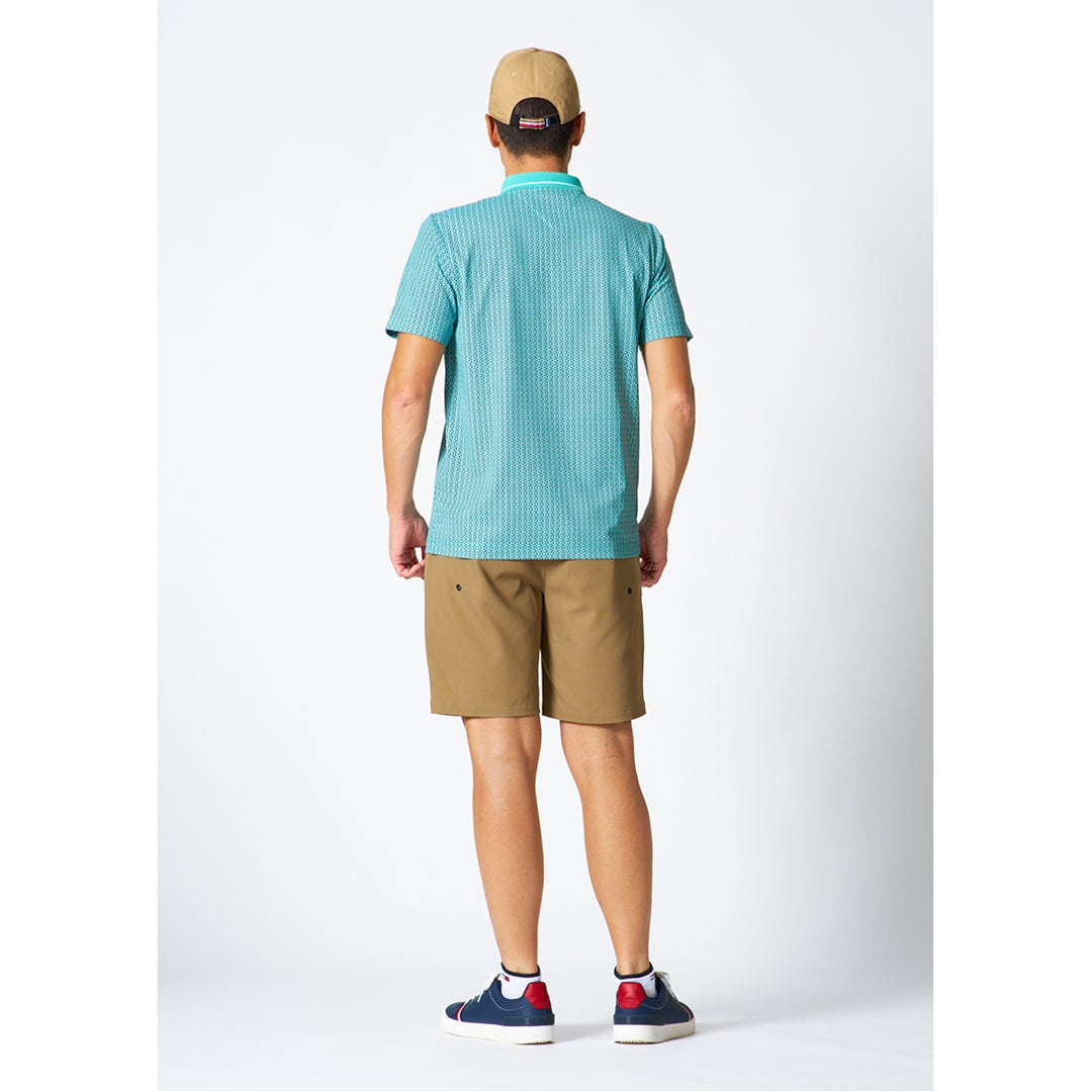 トミー ヒルフィガー ゴルフ TOMMY HILFIGER GOLF メンズ 小紋柄プリント 半袖ポロシャツ THMA626 ブルーグリーン