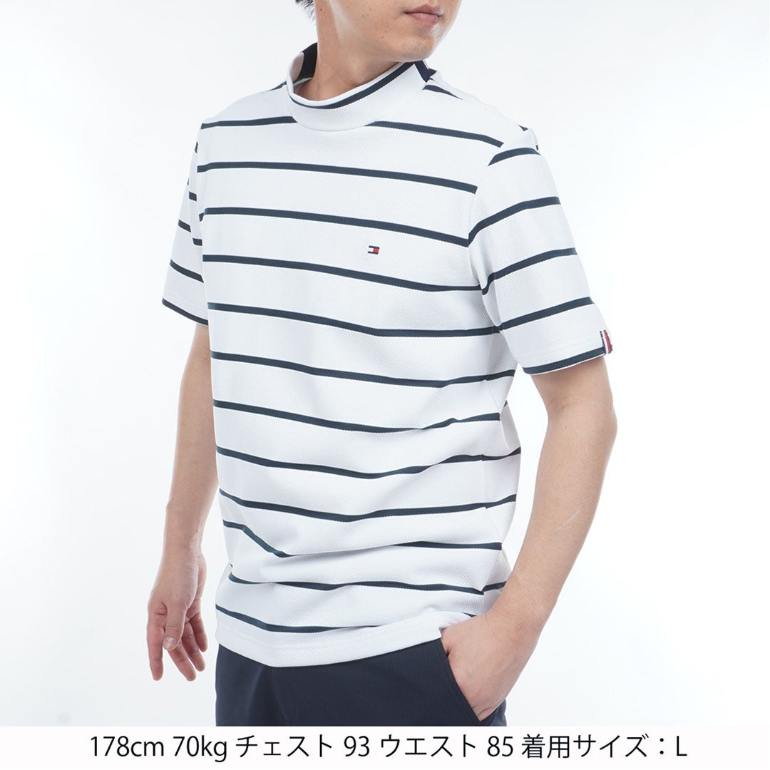 トミー ヒルフィガー ゴルフ TOMMY HILFIGER GOLF メンズ メッシュボーダー 半袖モックシャツ THMA627 マルチ