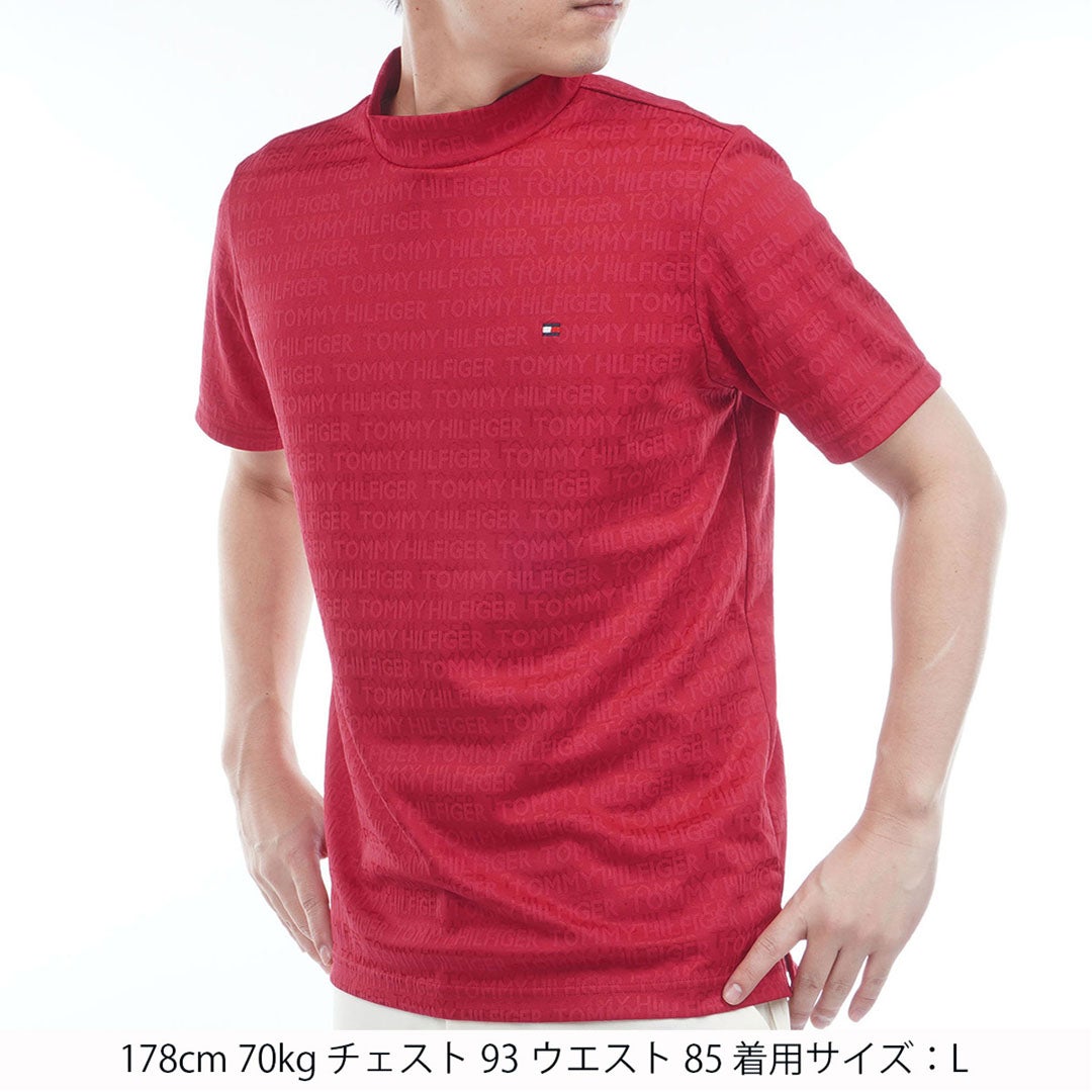 TommyHilfigerGolf トミー ヒルフィガー メンズ ゴルフウェア 半袖 モックネックシャツ THMA632 レッド 詳細1