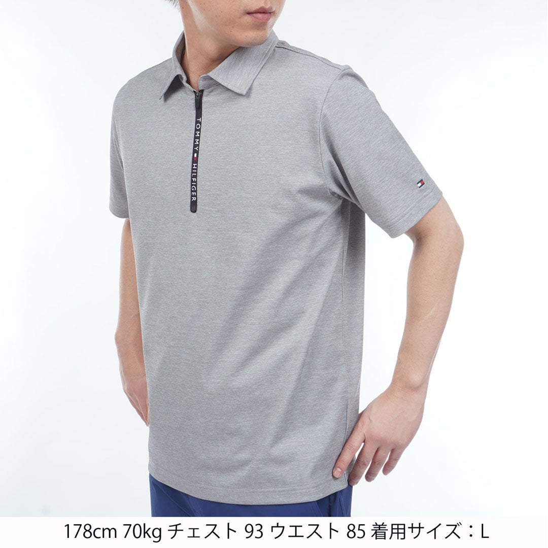 トミー ヒルフィガー ゴルフ TOMMY HILFIGER GOLF メンズ レイブロックワッフル 半袖シャツ THMA633 グレー