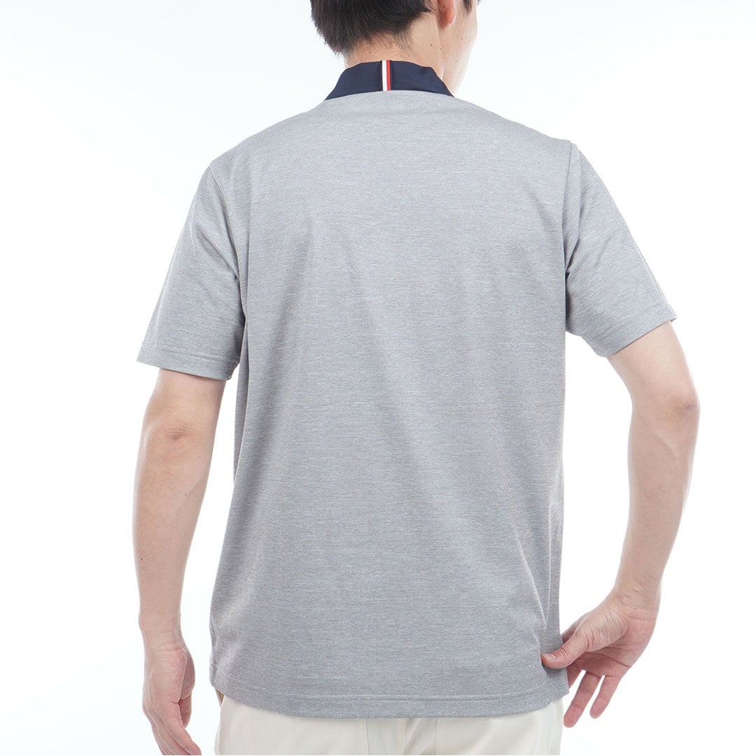 トミー ヒルフィガー ゴルフ TOMMY HILFIGER GOLF メンズ レイブロックワッフル 半袖モックシャツ THMA634 グレー