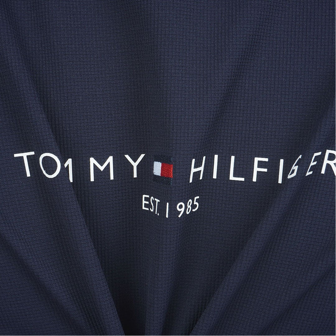 トミー ヒルフィガー ゴルフ TOMMY HILFIGER GOLF メンズ レイブロックワッフル 半袖モックシャツ THMA634 ネイビー
