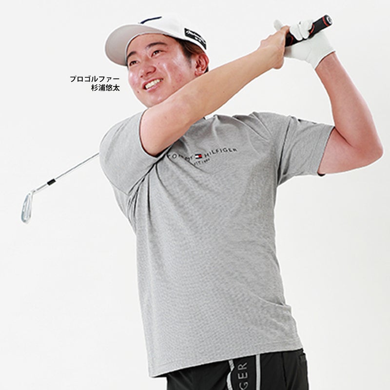 杉浦悠太プロ着用 トミー ヒルフィガー ゴルフ TOMMY HILFIGER GOLF メンズ レイブロックワッフル 半袖モックシャツ THMA634 グレー