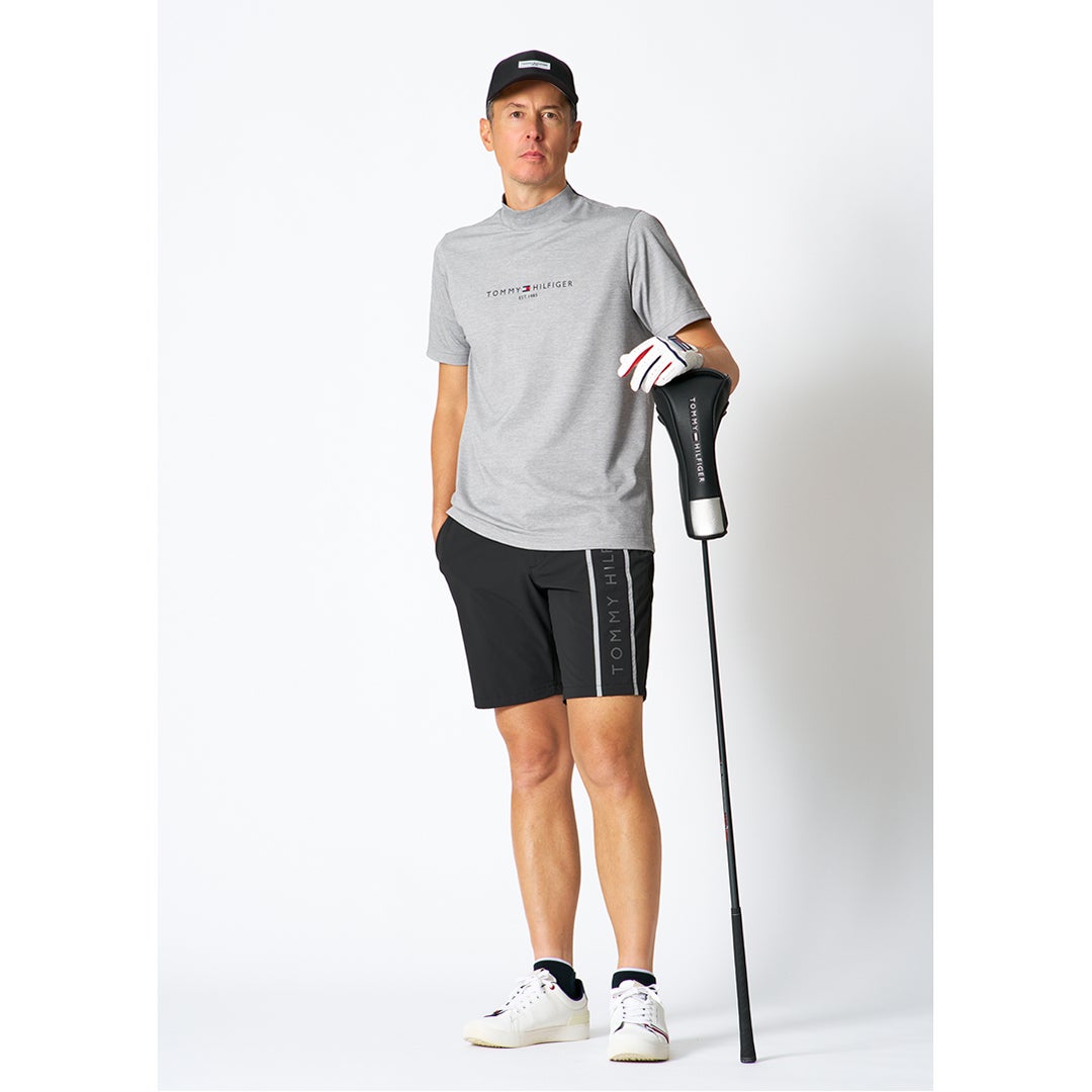 トミー ヒルフィガー ゴルフ TOMMY HILFIGER GOLF メンズ レイブロックワッフル 半袖モックシャツ THMA634 グレー