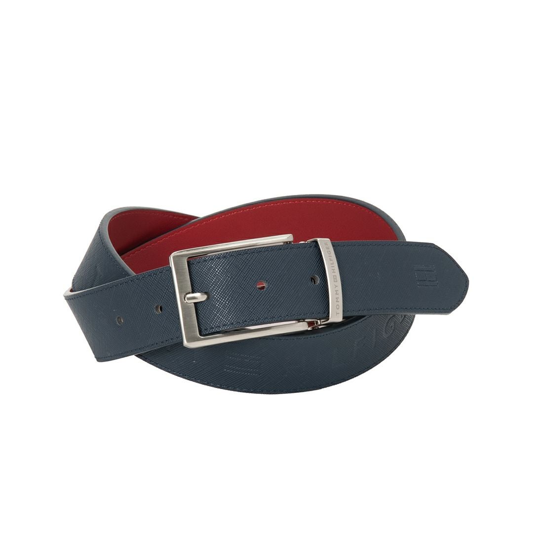   トミーヒルフィガー リバーシブル 牛革　ベルト　ネイビーとトリコロール③　 TOMMY HILFIGER（トミー・ヒルフィガー） 【並行輸入品】訳あり返品