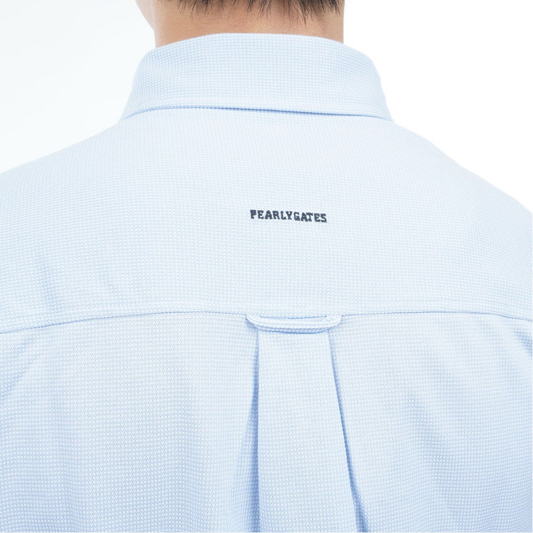パーリーゲイツ PEARLY GATES メンズ 40/2×FDエコロジスタ225d両面カノコ半袖ボタンダウンプルオーバーシャツ PAMA62P ブルー 詳細7