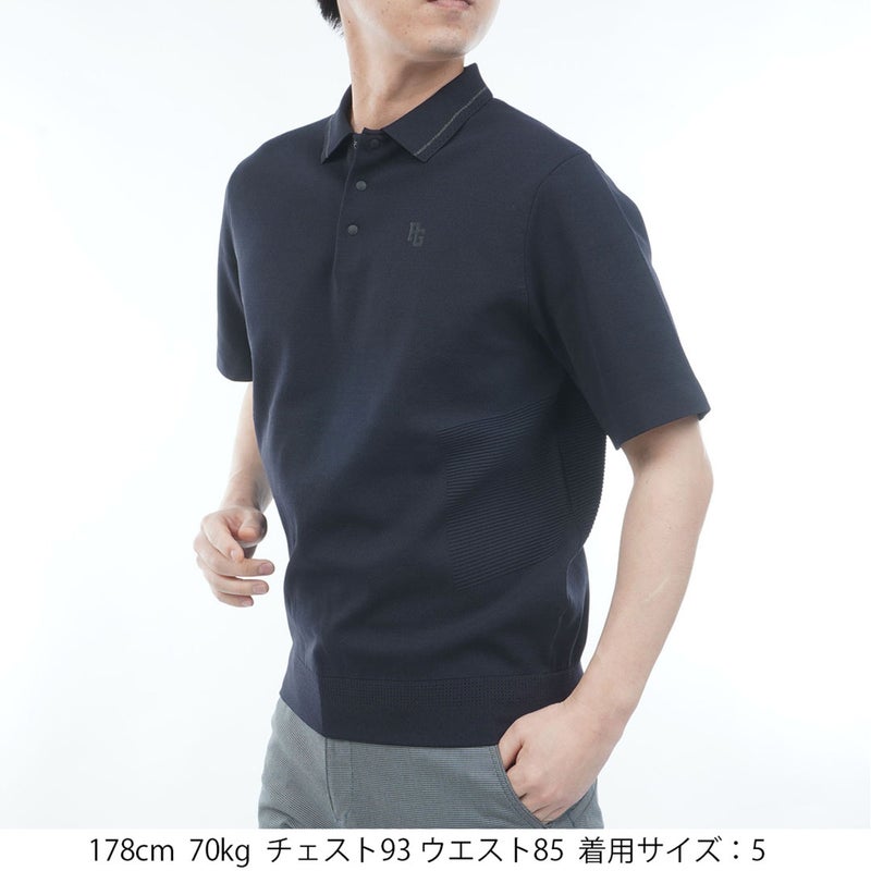 パーリーゲイツ PEARLY GATES メンズ ポリエステルヤーンmm半袖ポロニット PAMA63M ネイビー 詳細2