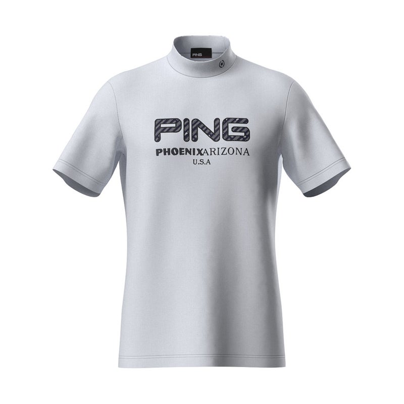 ピン アパレル PING APPAREL メンズ アップリケ半袖ハイネックシャツ ＜NATIVE＞ (MENS) PIMA63E ホワイト 詳細1