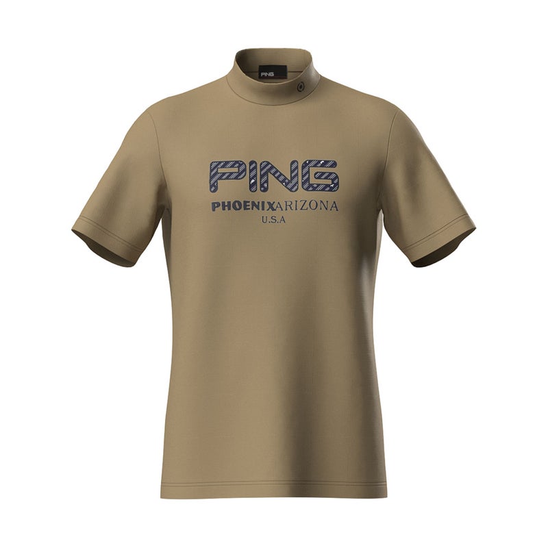 ピン アパレル PING APPAREL メンズ アップリケ半袖ハイネックシャツ ＜NATIVE＞ (MENS) PIMA63E クロ/ベージュ 詳細3