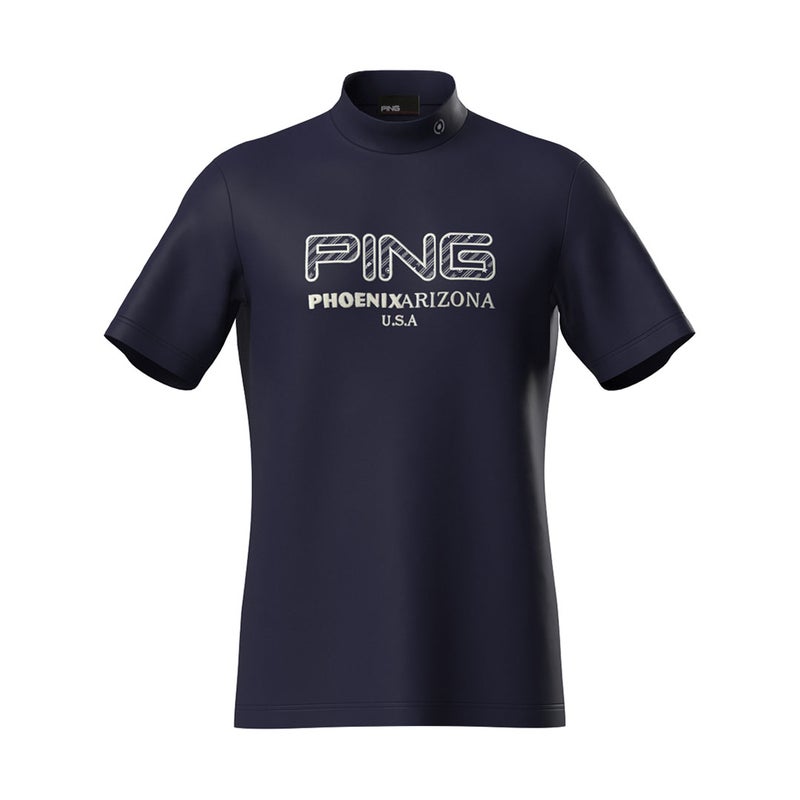 ピン アパレル PING APPAREL メンズ アップリケ半袖ハイネックシャツ ＜NATIVE＞ (MENS) PIMA63E ネイビー 詳細5