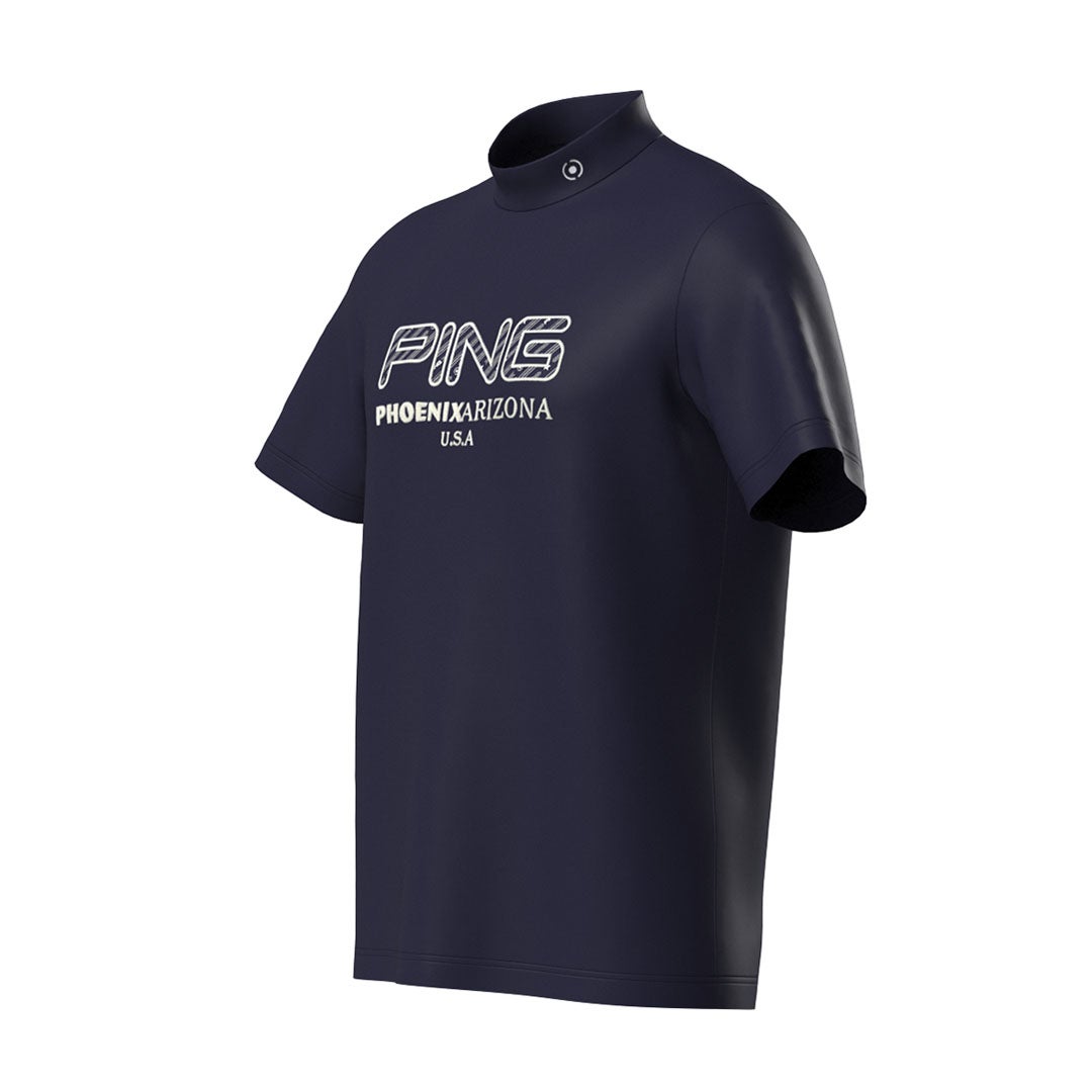 ピン アパレル PING APPAREL メンズ アップリケ半袖ハイネックシャツ ＜NATIVE＞ (MENS) PIMA63E ネイビー 詳細6