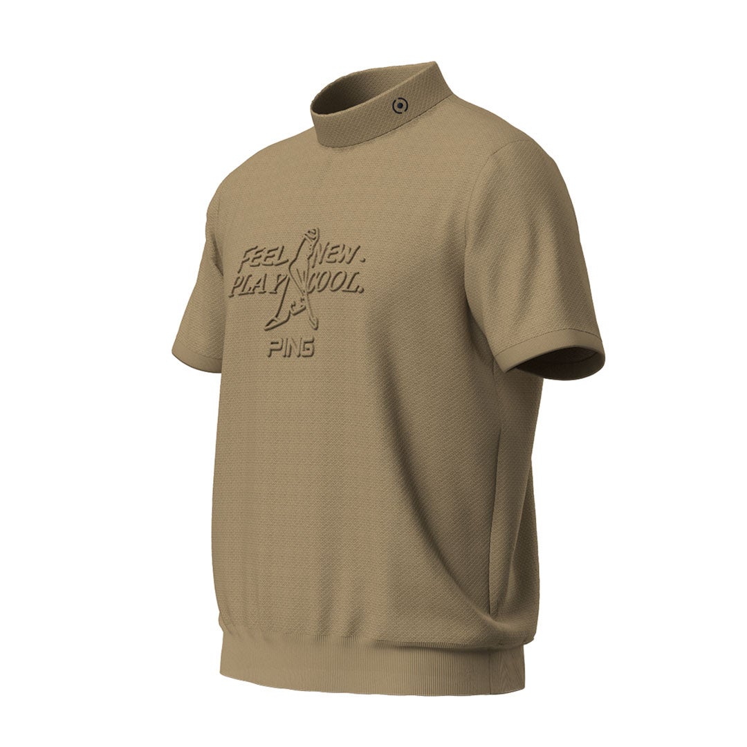 ピンアパレル]【PING APPAREL】Mr.PINGエンボス半袖ハイネックニット