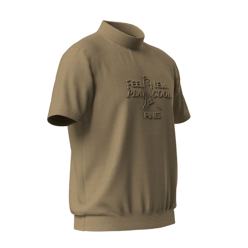 ピン アパレル PING APPAREL メンズ Mr.PINGエンボス半袖ハイネックニット ＜NATIVE＞ (MENNS) PIMA63S クロ/ベージュ 詳細10