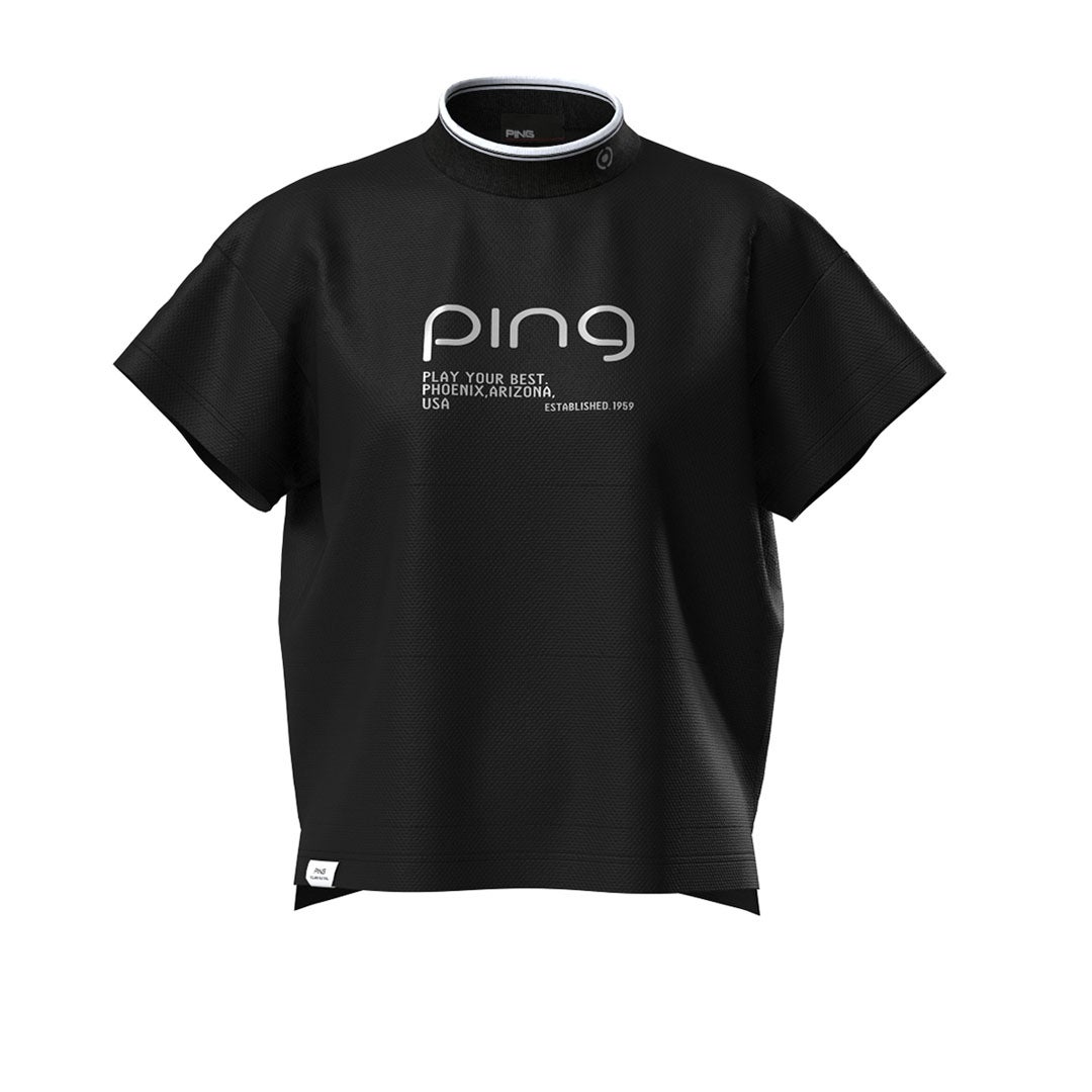 ピン アパレル PING APPAREL レディース 変形カノコ半袖ハイネックカットソー (PERFORMANCE) PILA63D ブラック 詳細1