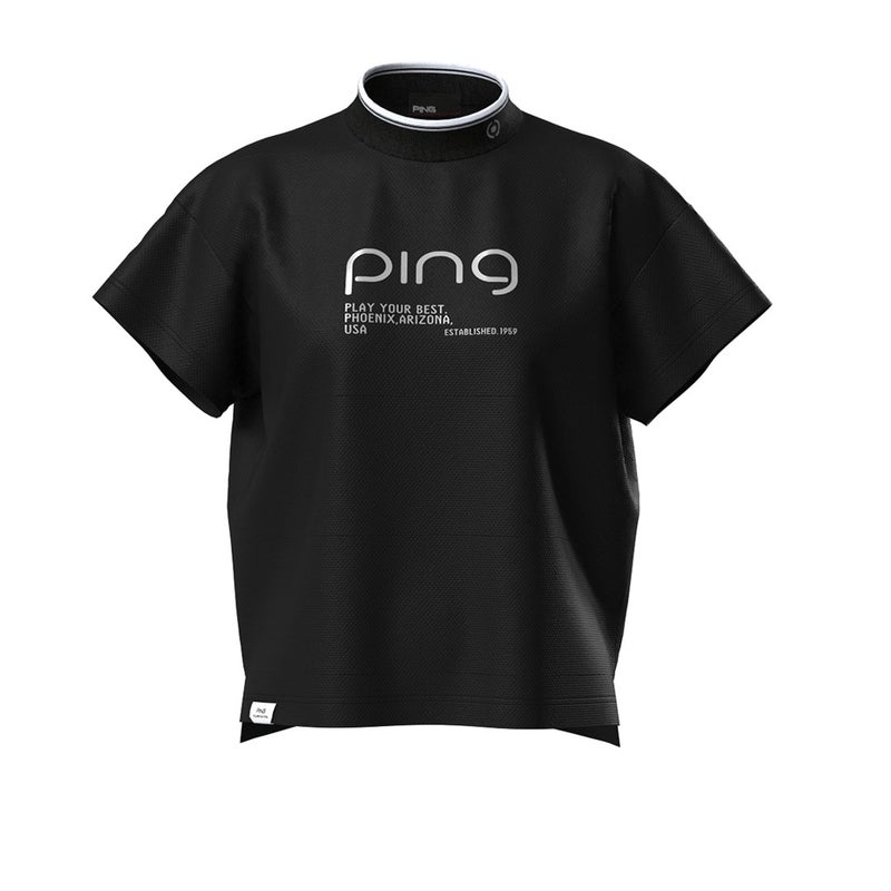 ピン アパレル PING APPAREL レディース 変形カノコ半袖ハイネックカットソー (PERFORMANCE) PILA63D ブラック 詳細1