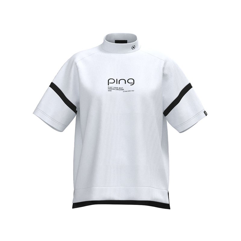 ピン アパレル PING APPAREL レディース レイブロックエコ配色切替半袖ハイネックシャツ (PERFORMANCE) PILA63G ホワイト 詳細1