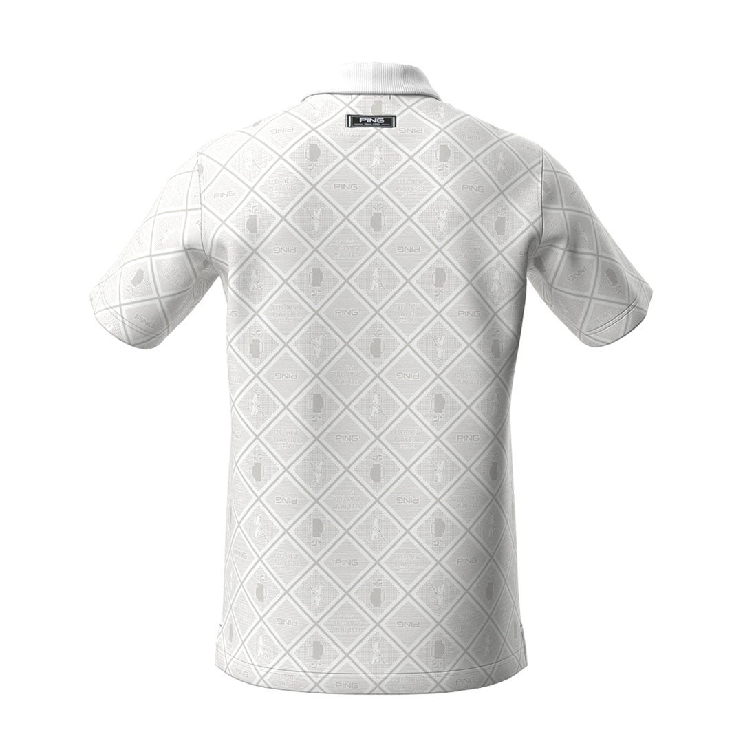 ピン アパレル PING APPAREL メンズ バイアスチェックプリントEPIX変形ストレッチサッカー半袖ポロシャツ (NATIVE) PIMA62Z ホワイト 詳細2