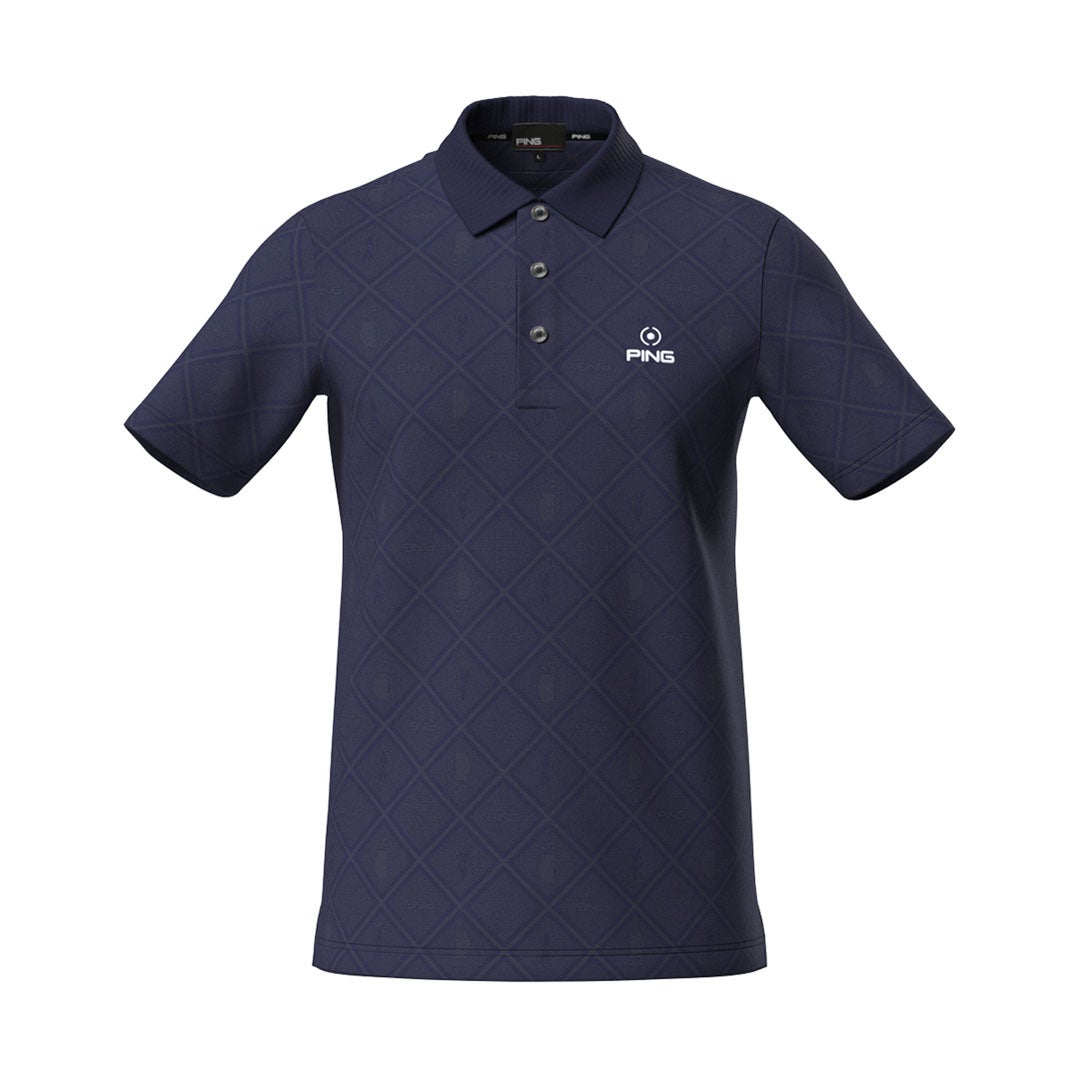 ピン アパレル PING APPAREL メンズ バイアスチェックプリントEPIX変形ストレッチサッカー半袖ポロシャツ (NATIVE) PIMA62Z ネイビー 詳細3