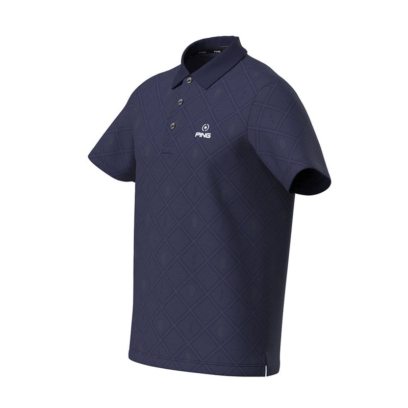 ピン アパレル PING APPAREL メンズ バイアスチェックプリントEPIX変形ストレッチサッカー半袖ポロシャツ (NATIVE) PIMA62Z ネイビー 詳細4