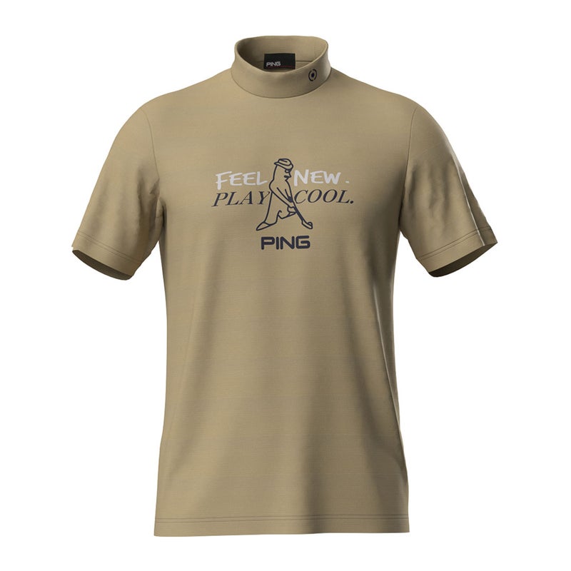 PING APPAREL ピンアパレル メンズ SNAPTEXカノコインレーMr.PINGプリント半袖ハイネックカットソー (NATIVE) クロ/ベージュ 詳細3