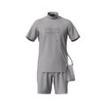 PING APPAREL ピンアパレル メンズ 全方向ストレッチドットメッシュ半袖ハイネックシャツ×ショートパンツ (PERFORMANCE) グレー 詳細1