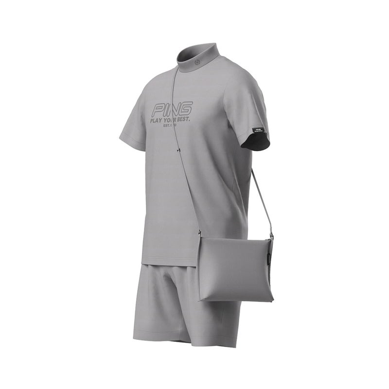 PING APPAREL ピンアパレル メンズ 全方向ストレッチドットメッシュ半袖ハイネックシャツ×ショートパンツ (PERFORMANCE) グレー 詳細2