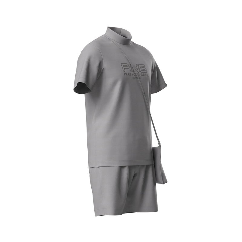 PING APPAREL ピンアパレル メンズ 全方向ストレッチドットメッシュ半袖ハイネックシャツ×ショートパンツ (PERFORMANCE) グレー 詳細8
