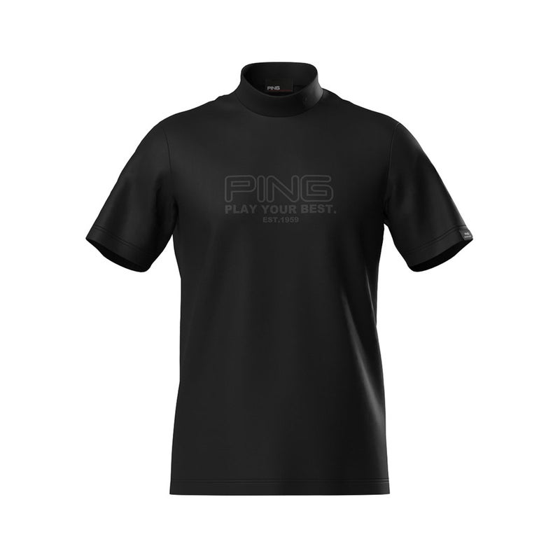 PING APPAREL ピンアパレル メンズ 全方向ストレッチドットメッシュ半袖ハイネックシャツ×ショートパンツ (PERFORMANCE) ブラック 詳細13