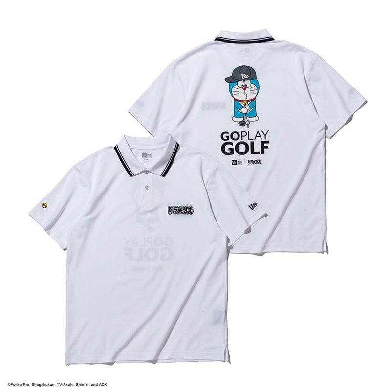 [ニューエラ]メンズ [ゴルフ] 半袖 鹿の子 ポロシャツ ドラえもん GO PLAY GOLF ホワイト　詳細1