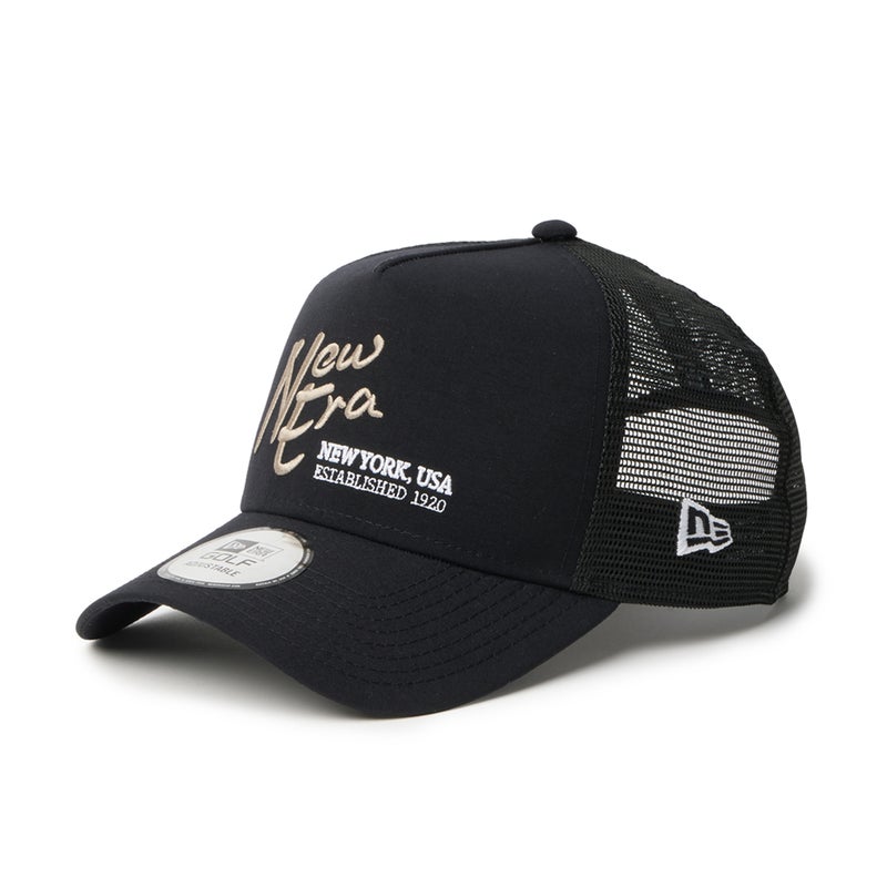 [ニューエラ]メンズ [GOLF] 9FORTY A-Frame トラッカー ナイロンタッサー NEW ERA NEW YORKUSA EST. 1920 ブラック　詳細1