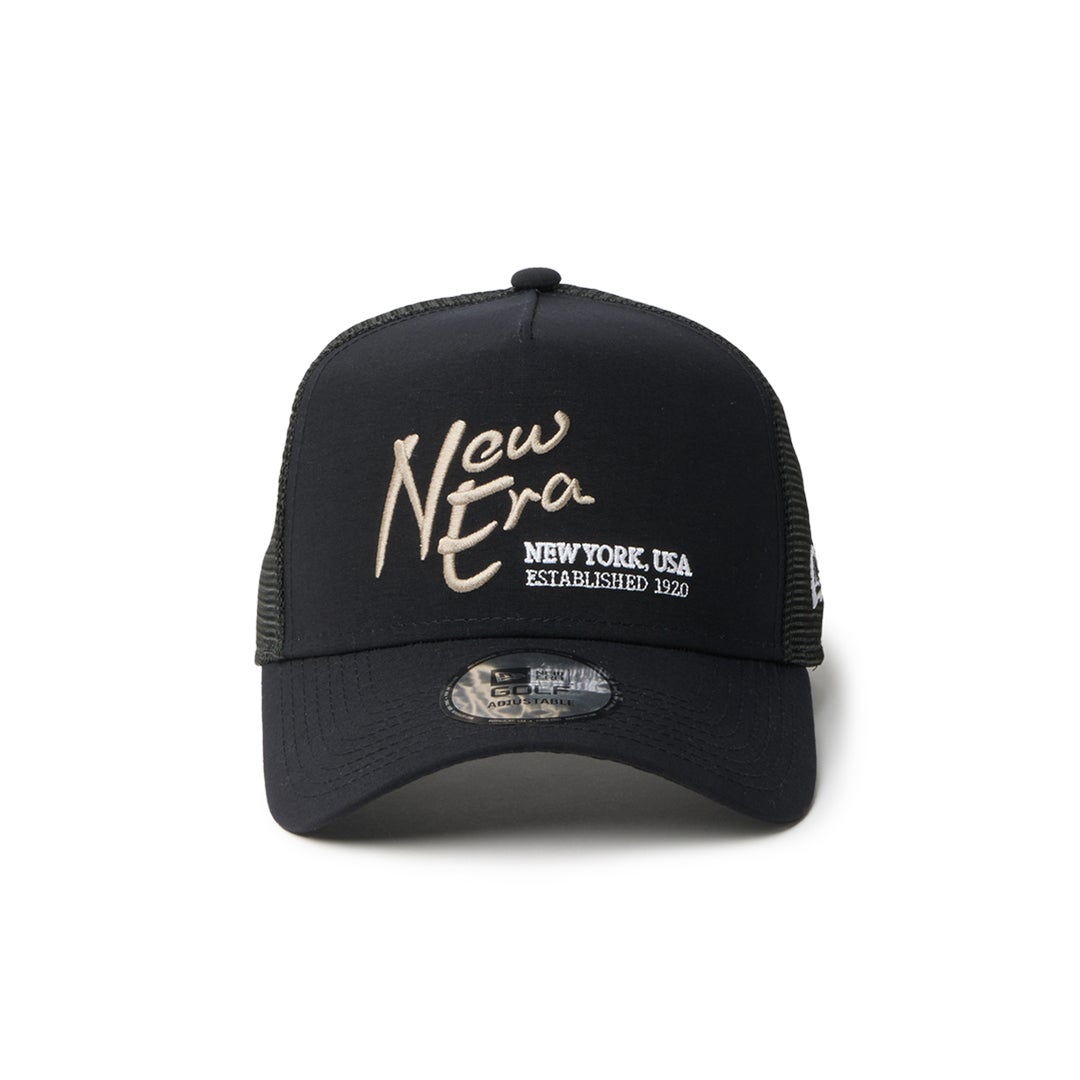 [ニューエラ]メンズ [GOLF] 9FORTY A-Frame トラッカー ナイロンタッサー NEW ERA NEW YORKUSA EST. 1920 ブラック　詳細3