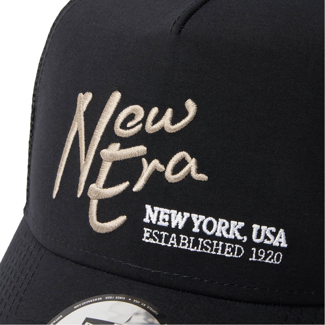 [ニューエラ]メンズ [GOLF] 9FORTY A-Frame トラッカー ナイロンタッサー NEW ERA NEW YORKUSA EST. 1920 ブラック　詳細8