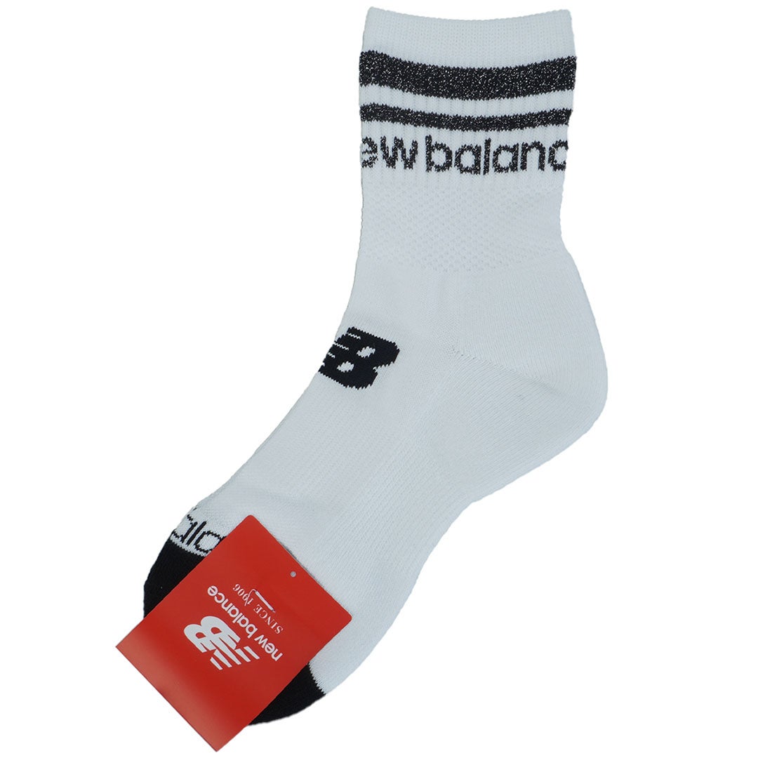 ニューバランス new balance レディース 抗菌防臭 ラメライン ミディアムショートソックス (WOMENS) NJMG62PF ホワイト 詳細1