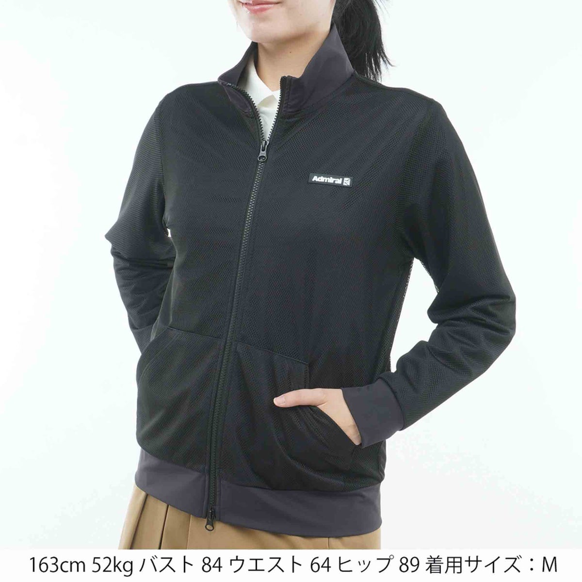 [アドミラル ゴルフ]　Admiral GOLF　レディース メッシュレイヤード ウィンドジャケット　ブラック　詳細1