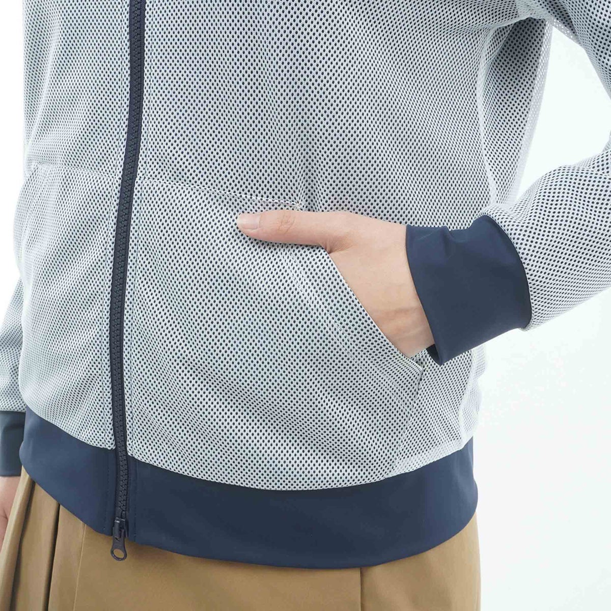 [アドミラル ゴルフ]　Admiral GOLF　レディース メッシュレイヤード ウィンドジャケット　オフホワイト　詳細5