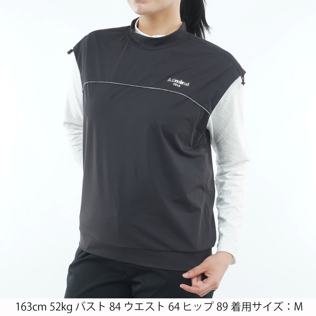 [アドミラル ゴルフ] Admiral GOLF レディース 撥水 ストレッチ モックベスト ADLA651 ブラック　詳細1