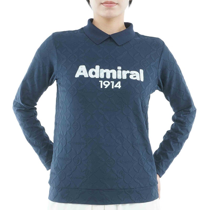  [アドミラル ゴルフ]　Admiral GOLF　レディース ダマスク柄 ジャガード モックシャツ  ADLA652 ネイビー　詳細