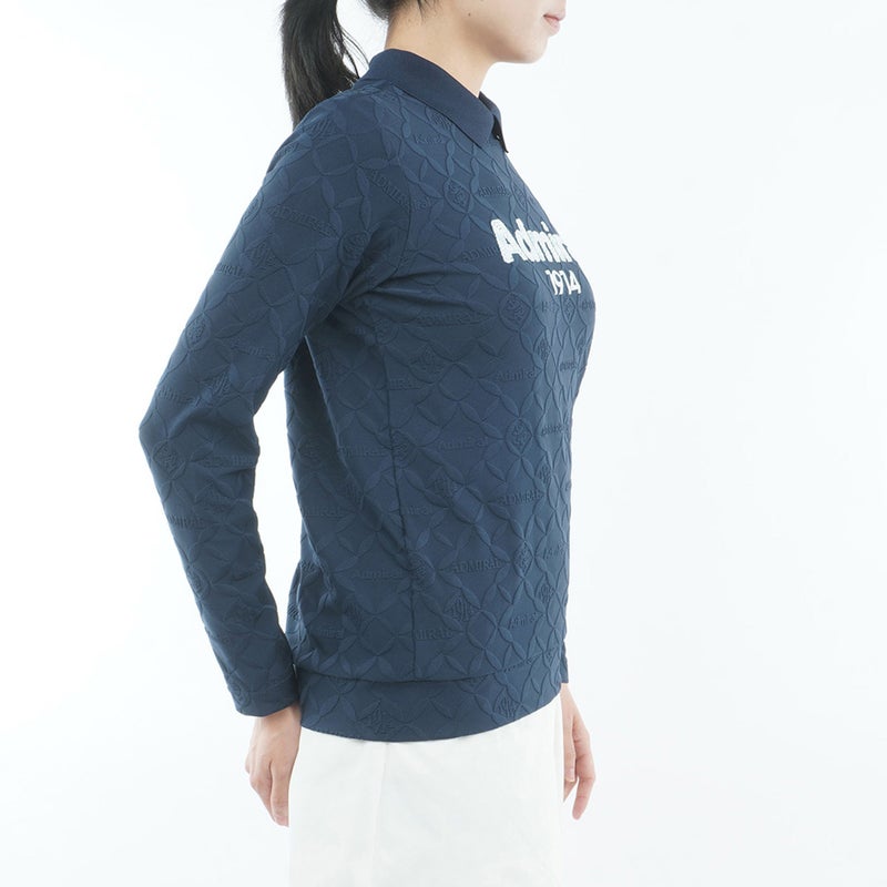  [アドミラル ゴルフ]　Admiral GOLF　レディース ダマスク柄 ジャガード モックシャツ  ADLA652 ネイビー　詳細4