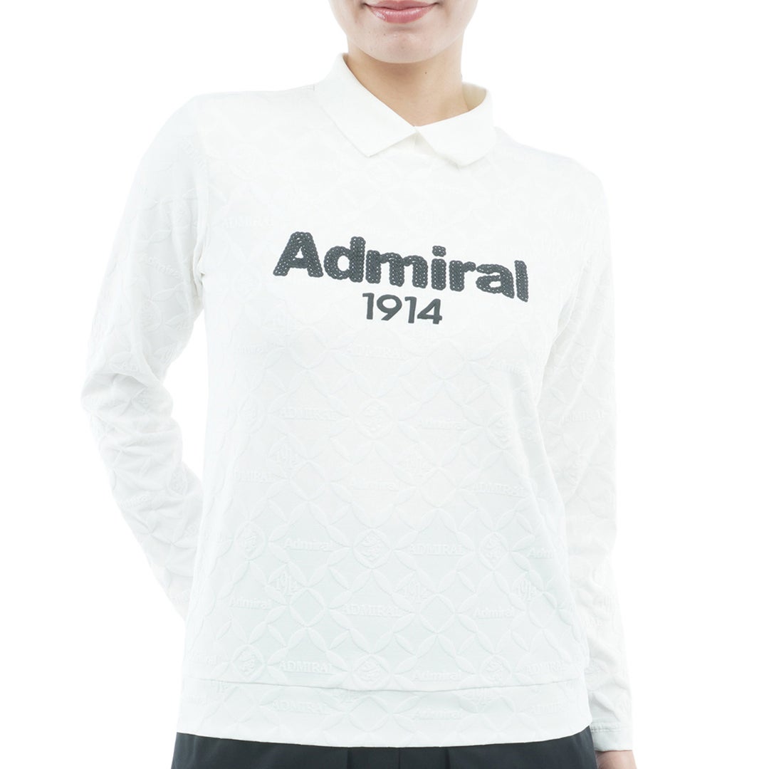  [アドミラル ゴルフ]　Admiral GOLF　レディース ダマスク柄 ジャガード モックシャツ  ADLA652 オフホワイト　詳細