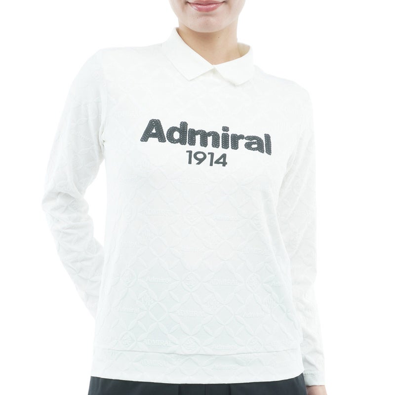  [アドミラル ゴルフ]　Admiral GOLF　レディース ダマスク柄 ジャガード モックシャツ  ADLA652 オフホワイト　詳細