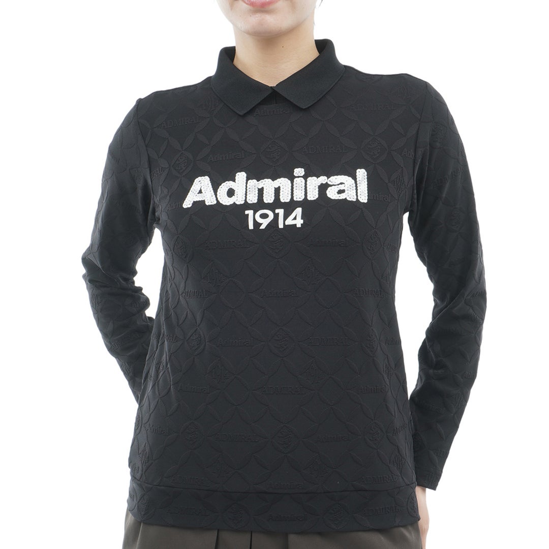  [アドミラル ゴルフ]　Admiral GOLF　レディース ダマスク柄 ジャガード モックシャツ  ADLA652 ブラック　詳細