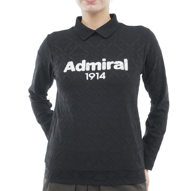  [アドミラル ゴルフ]　Admiral GOLF　レディース ダマスク柄 ジャガード モックシャツ  ADLA652 ブラック　詳細