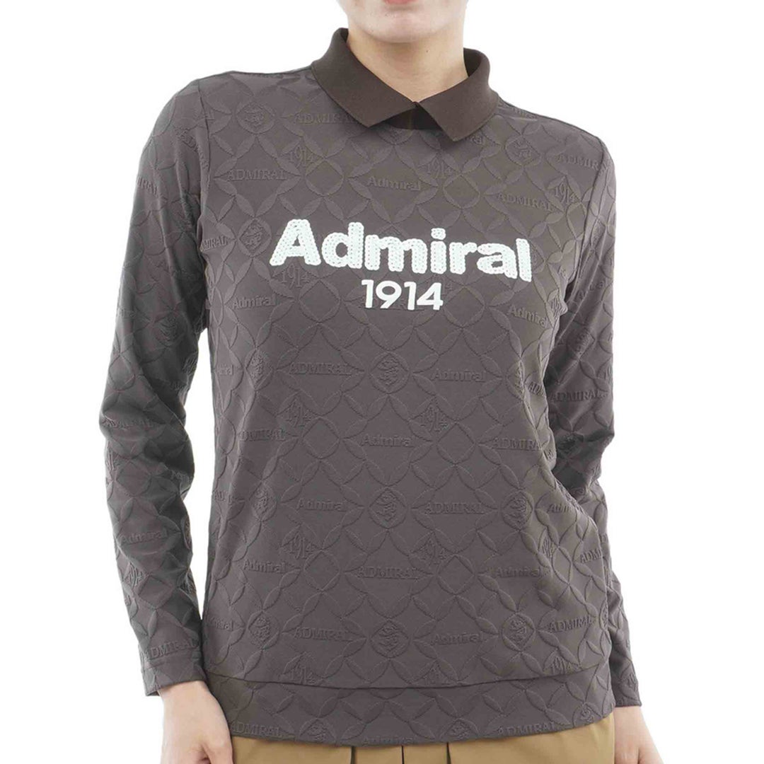  [アドミラル ゴルフ]　Admiral GOLF　レディース ダマスク柄 ジャガード モックシャツ  ADLA652 ブラウン　詳細