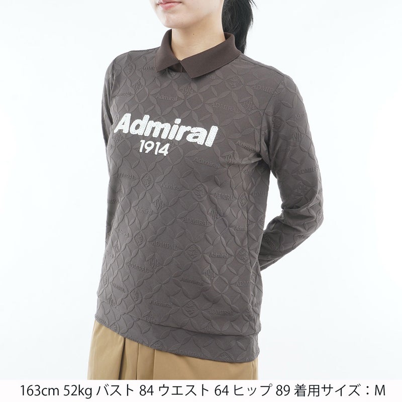  [アドミラル ゴルフ]　Admiral GOLF　レディース ダマスク柄 ジャガード モックシャツ  ADLA652 ブラウン　詳細1