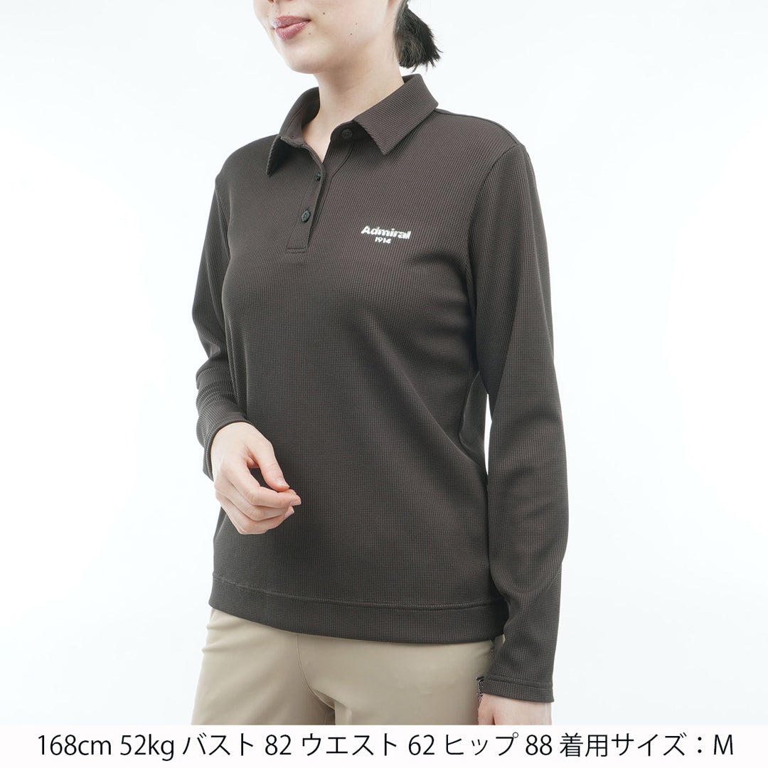 [アドミラル ゴルフ] Admiral GOLF レディース ワッフル 長袖シャツ ADLA653 ブラウン　詳細1
