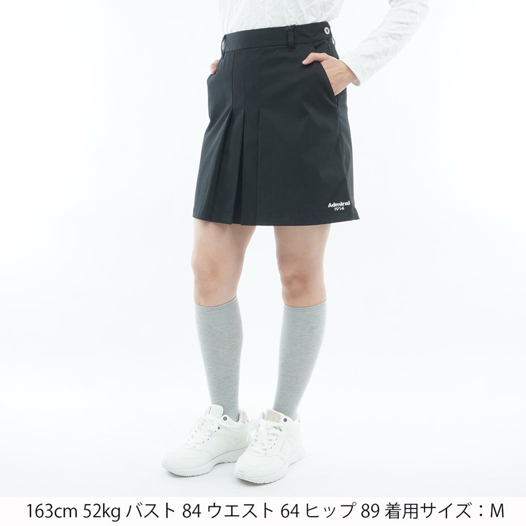  [アドミラル ゴルフ]　Admiral GOLF　レディース 4WAYストレッチ フロントタックスカート  ADLA654 ブラック　詳細1