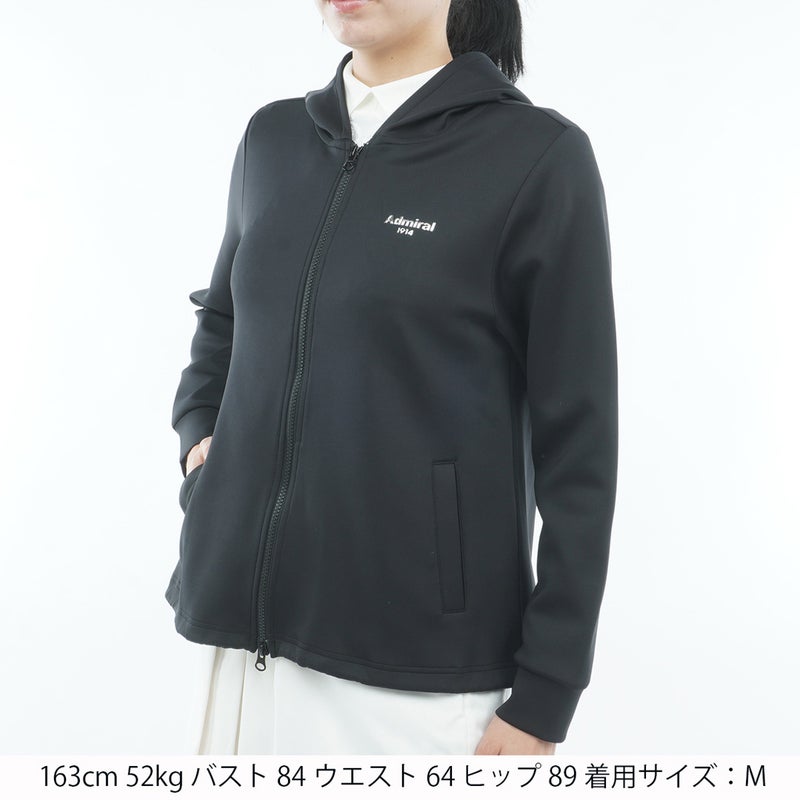 [アドミラル ゴルフ]レディース ダンボール フルジップパーカ　ブラック　詳細1