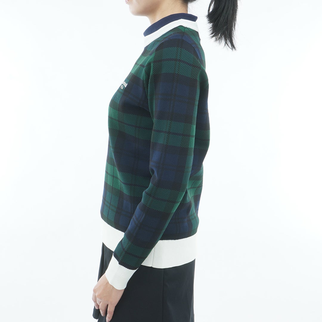 [アドミラル ゴルフ] Admiral GOLF レディース 長袖ジャカード クルーセーター ADLA658 ネイビー×グリーン　詳細2