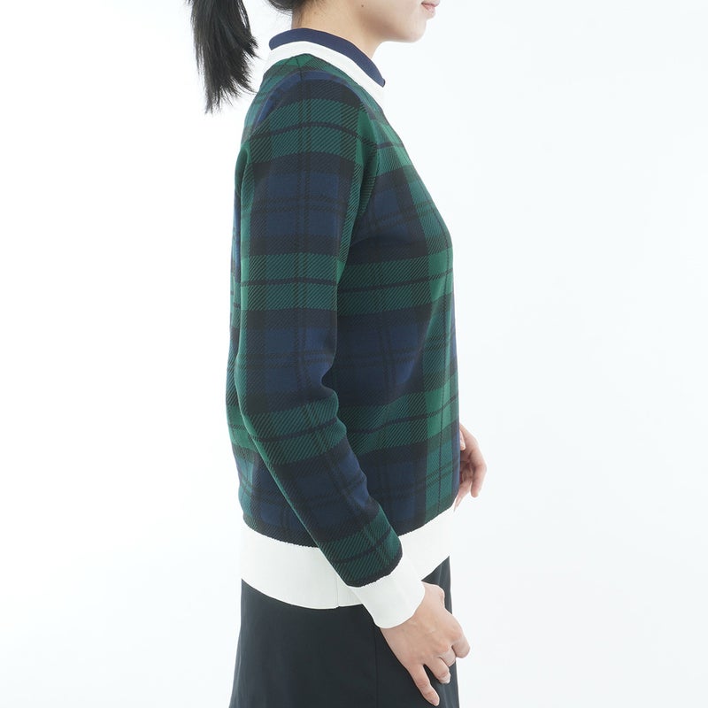 [アドミラル ゴルフ] Admiral GOLF レディース 長袖ジャカード クルーセーター ADLA658 ネイビー×グリーン　詳細4
