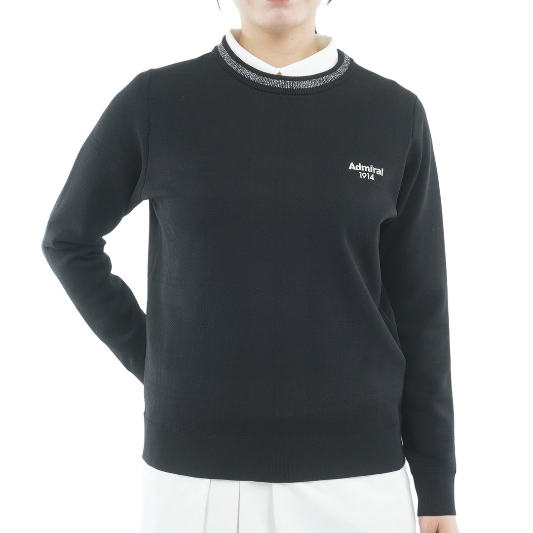 [アドミラル ゴルフ] Admiral GOLF レディース 長袖ジャカード クルーセーター ADLA658 ブラック　詳細